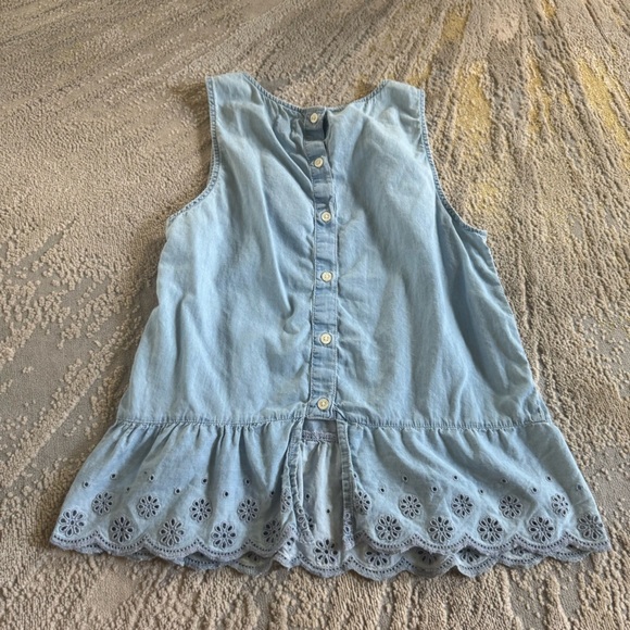 Gap chambray sleeveless top peplum hem eyelet hem high neck XS - Picture 6 of 6